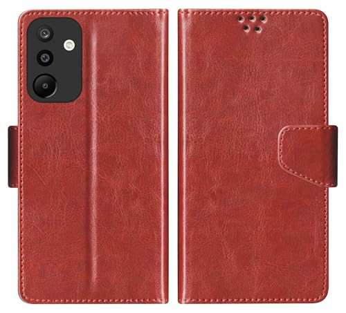 Image of SBMS Faux Leather Flip Cover for Samsung Galaxy M36 5G / Samsung Galaxy F36 5G Back Cover Case with Magnatic Closure | Inbuilt Stand | Card & Money Pocket (Brown)