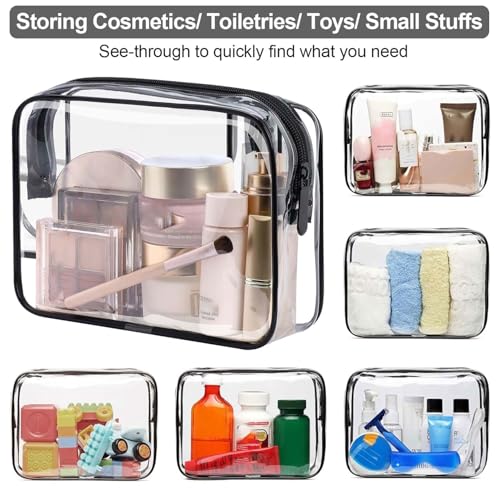 3 Stück Durchsichtige Tasche,Kulturbeutel Transparente,Organizer,Kosmetiktasche Reise,Damen PVC Bag,wasserdichte Clear Taschen Reisetasche GroßE Kleine Makeup,Reiseutensilien,Make Up für Travel