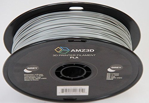 1.75mm Grey PLA 3D Printer Filament - 1kg Spool (2.2 lbs) - Dimensional Accuracy +/- 0.03mm