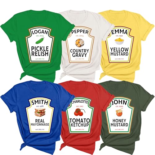 Ketchup Mustard Mayonnaise Relish Ranch Costume Shirt Group Condiments Shirts Halloween 2024 Costume Matching Group T-Shirt (Group Condiments Custom Name)