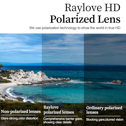 RayLove Polarized Oversized Sunglasses for Women, Trendy Designer Square Metal Frame UV400 Protection CAT3 for Outdoor3