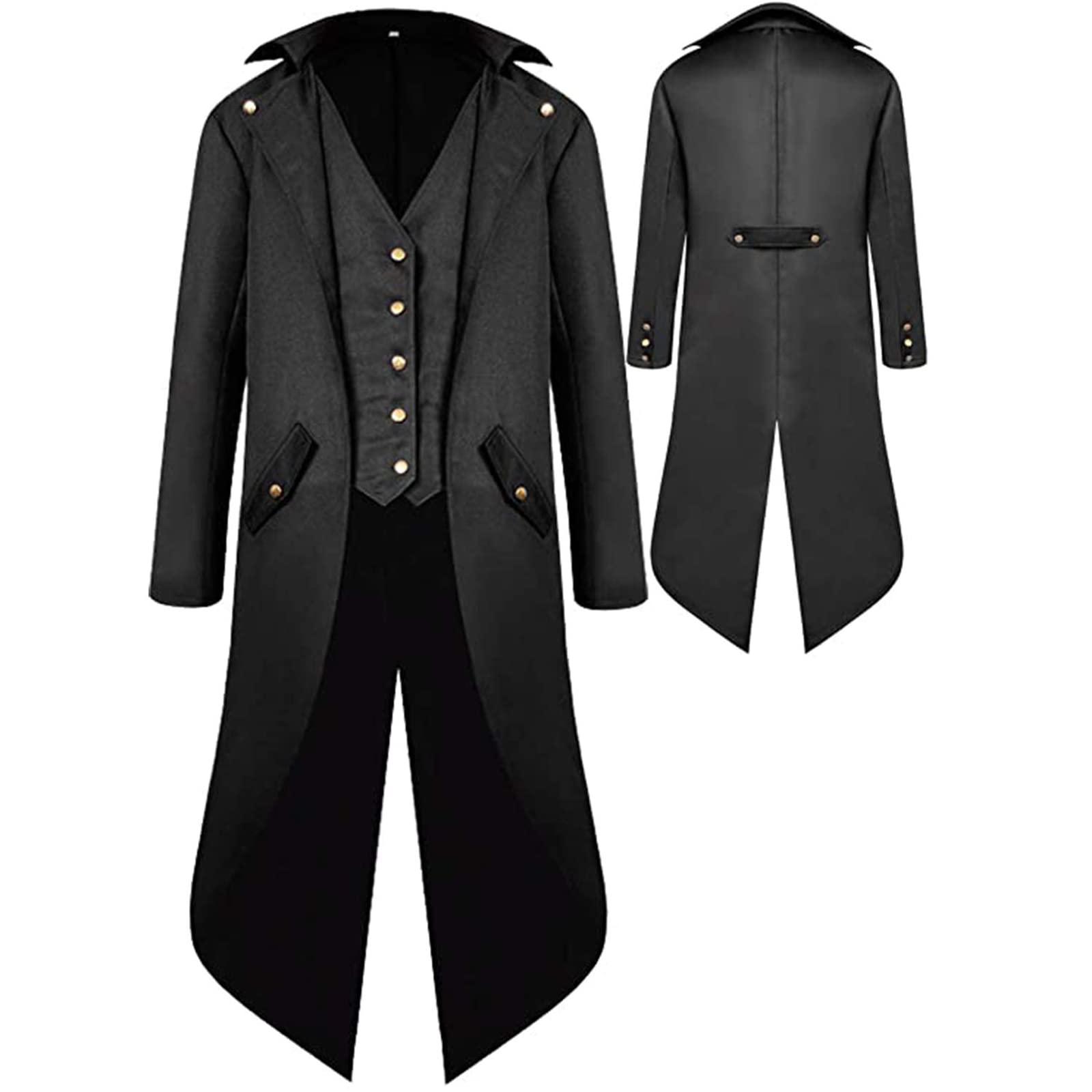 Giacca da uomo Steampunk vintage gotico medievale cappotto vittoriano uniforme costume di Halloween