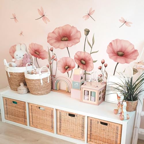 Vinilos decorativos mural floral libélula 2 piezas miniatura 4