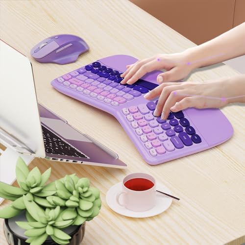 Image of Ergonomic Wireless Keyboard Mouse, Mechanical Gaming Set with Wrist Rest | Compatible With All windows and Type C Computer,With OTG & Long Clean Bruch,Ideal for PC, Home, Office and College