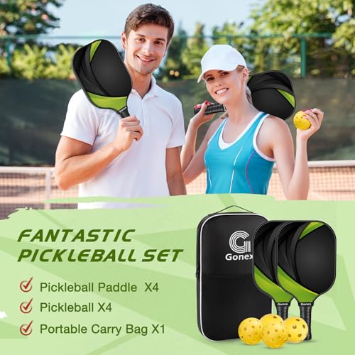 Image of Gonex Pickleball Paddles, USAPA Approved Graphite Pickleball Rackets with Comfort Grip, Carbon Fiber Pickleball Set of 2 /4 Paddles with 4 Balls, Portable Carry Bag
