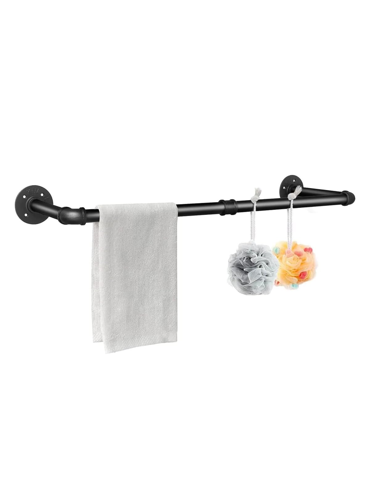 Q MOVEMENT LIFEQ MOVEMENT LIFE Wall Mounted Clothes Rail 81cm Industrial Pipe Hanging Rack Vintage Garment Bar Clothing Rod Retro Retail Towel Holder Detachable Heavy Duty Wardrobe Rail for Bedroom Black