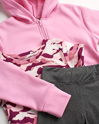 RBX Girls Leggings Set - 3 Piece Fleece Zip Hoodie Sweatshirt, T-Shirt, and Yoga Pants (Size: 4-16)3