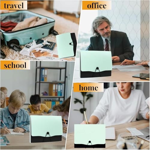 Image of 13 Pocket Expanding File Folder,Portfolio Accordion File Organizer with Interior Pocket and Clip,A4 Letter Size, Paper Document Receipt Folder for Student, Home, Office and Travel (Green)