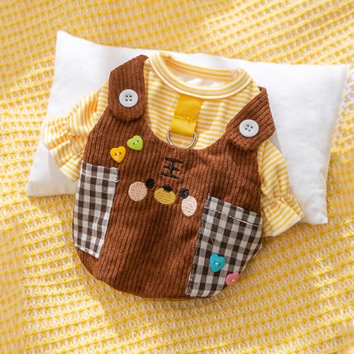 Pantalones de disfraz para perro M amarillo suave con anillo para correa miniatura 7