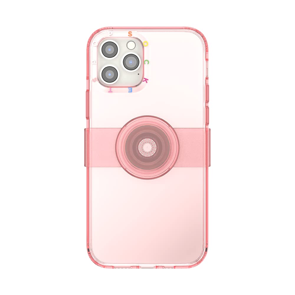 PopSockets: PopCase Phone Case for iPhone 12/12 Pro with a Repositionable PopGrip Slide Phone Stand and Grip with a Swappable Top - Peachy