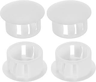 uxcell 4個セット プラスチックホールプラグ 16mm(5/8インチ) フラッシュタイプ パネルプラグ 丸型スナップ式ノックアウトプラグ 家具用インサートエンドキャップ ホワイト