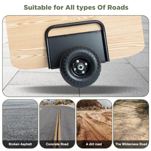 Yeeoy YEEOY-SLABDOLLY-BLACK Heavy Duty Panel Dolly, Slab Dolly With Handle, 10 Inch Solid Rubber Tires Wheels,1000Lbs Load Capacity All Terrain Moving Cart For Heavy Drywall Sheet & Material Handling thumb #7