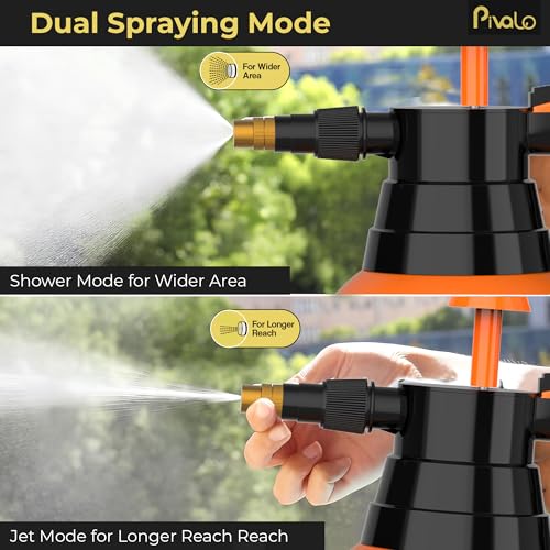 Image of Pivalo 2L Pressure Spray Pump with Manual Handheld Nozzle Garden Sprayer Cleaning & Watering Can Gardening Bottles for Home Lawn Plant (Pack of 1, Orange)