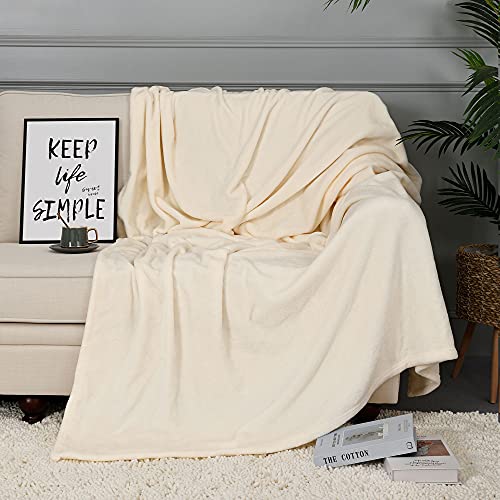 Image of NANPIPER Fleece Blankets, Super Soft Flannel King Size Blanket for Bed, Luxury Cozy Microfiber Plush Fuzzy Blanket,Ivory White