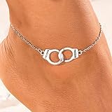 Shegirl Handcuffs Ankle Bracelet Fashion Gold Anklet Chain Charm Foot Jewelry Summer Beach for Women and Girls (Silver)