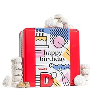 David’s Cookies Happy Birthday Gift for Everyone – Butter Pecan Meltaways Cookies with Crunchy Pecans and Powdered Sugar – Premium Fresh Ingredients – Comes with a Lovely Tin Box – 2 Lbs