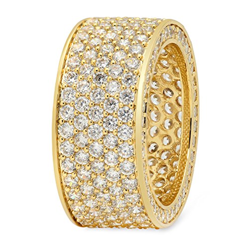 The Bling Factory Hip Hop 14k Gold Plated Iced Out Micropave CZ 13mm Eternity Band Ring2