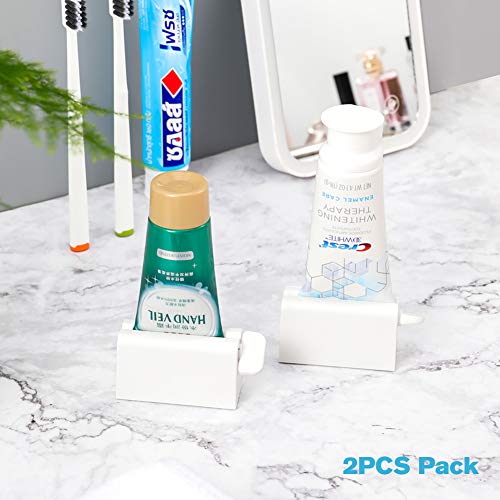 bezox minimalist toothpaste tube squeezersset of 2 toothpaste roller squeeze tool eco-friendly toothpaste holder dispenser - white