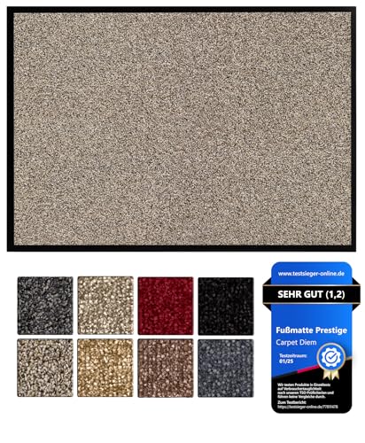 Carpet Diem Prestige Schmutzfangmatte schön und haltbar, Premium Fußmatte innen & außen - Sauberlaufmatte für Eingangsbereich, Flur & Haustür - Beige-Schwarz 60x80