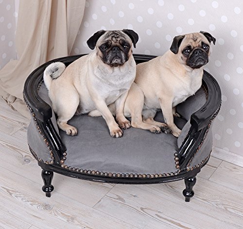Hundebett Mopsbett Barockbett French Bully Bett Hundesofa Hundebettchen Holz 70cm cat700c19 Palazzo Exclusiv