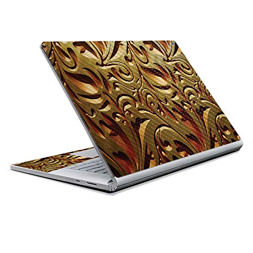 Image of MightySkins Carbon Fiber Skin for Microsoft Surface Book 2 13 inch (2017) - Mosaic Gold,Protective, Durable Textured Carbon Fiber Finish,Easy to Apply, Remove, and Change Styles,