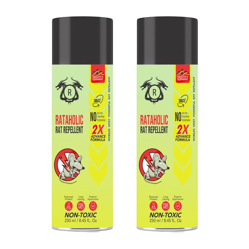 flere rataholic car rat repellent/rodent spray | 250ml rat repellent car & vehicle pest control repellent | 2x advance formula | non-toxic rat repeal spray | rat no entry in cars/bike (pack of 2)