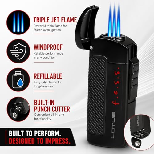 Encendedor F.E.S.S. CEO Triple Antorcha Metal Negro miniatura 2