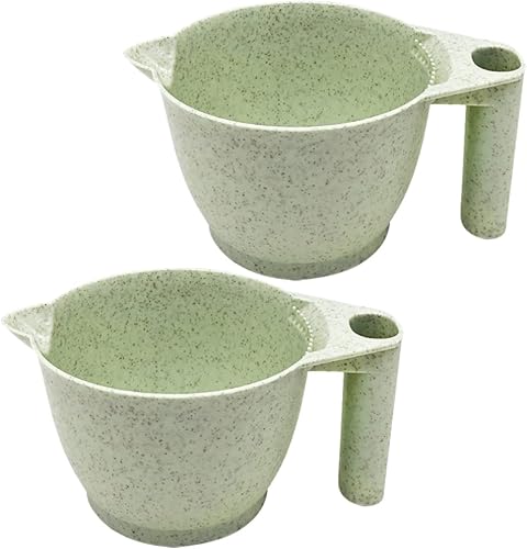 Beaupretty Cuenco de tinte para el cabello, 2 cuencos de color de salón con asa, tazón de mezcla de tinte para el cabello, tazón portátil para