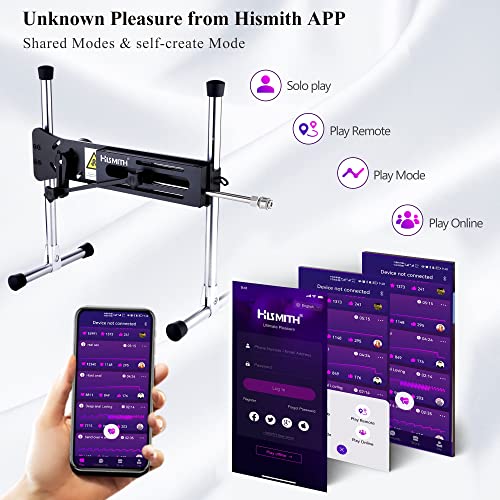 hismith premium 40 sex machine with kliclok modularized dildo machine with kliclok system app and wire controlled black