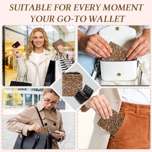 Image of Leopard Wallet for Women, PU Leather Accordion Wallet, Zipper Coin Purse