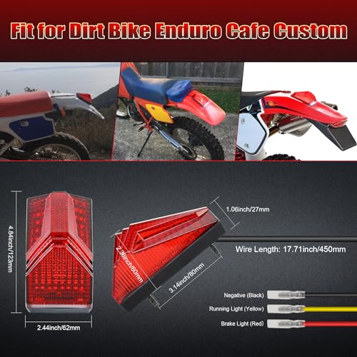 Image of LED Tail Light 500% Bright Rear Brake Light with White License Plate Lighting Compatible with Dirt Bike Enduro Cafe Custom Honda XR650L XR600R
