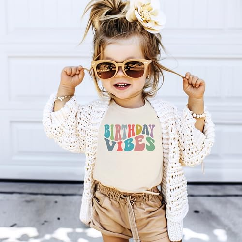Birthday Vibes Groovy Toddlers and Youth Girls Birthday Shirts3
