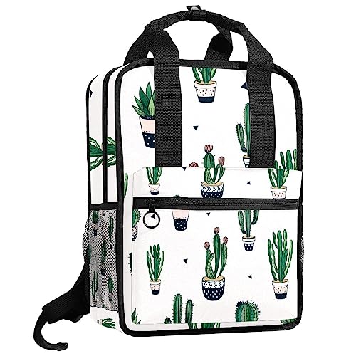 Sac à dos motif cactus pour garçons avec bretelles réglables et grand confort vert