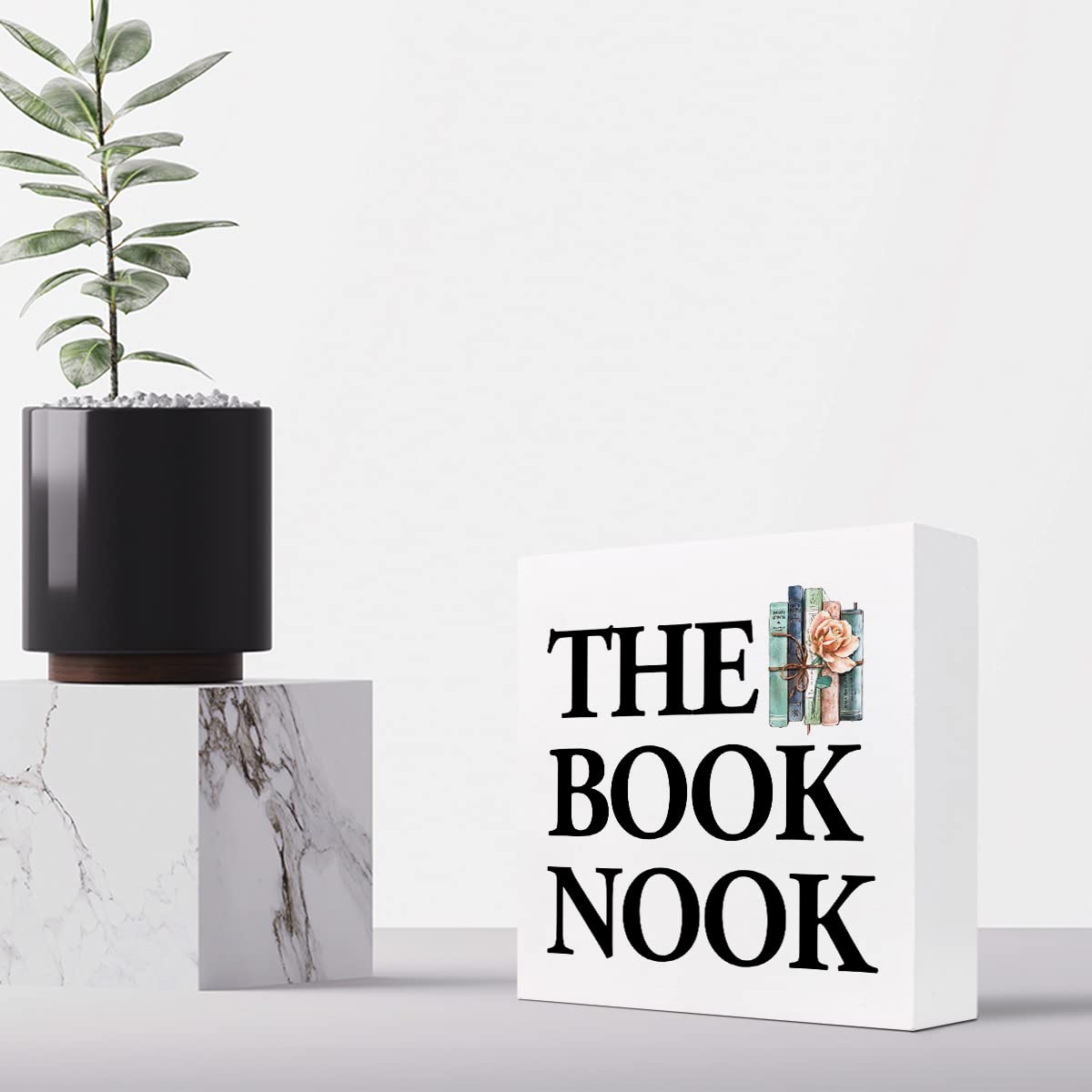 Amazon.com: The Book Nook Bookshelf Wooden Box Sign,Funny Book