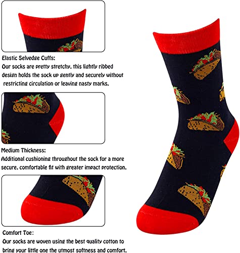 Sockfun Crazy Boys Socks, Funny Kids Socks 4-7 Year, Pineapple Avocado Taco Pizza Socks, 4 Pack #TOP2