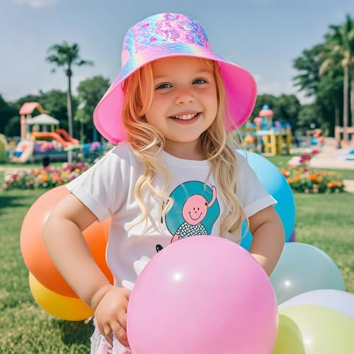 Girl Sun,Cut UPF 50+ Kids Beach Hat with Neck Flap - Adjustable Breathable Summer Bucket Hats for Toddler Girls 4-12 Year2