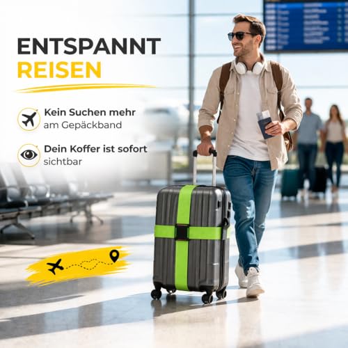 4X Stück Kofferband Set farbig - Koffergurt besonders auffällig - Gurtband für Koffer & Gepäck - Luggage Strape 2
