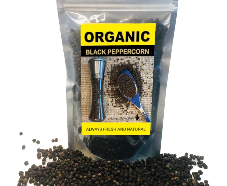 100% Gourmet Pimienta negra entera natural de 16 onzas, granos de pimienta negra entera siempre fresca y orgánica para molinillo de recambio de 100% Gourmet Pimienta negra entera natural de 16 onzas, granos de pimienta negra entera siempre fresca y orgánica para molinillo de recambio de