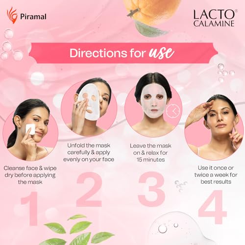 Lacto Calamine Face Sheet Masks | 180g (Pack of 6) Combo Pack | Face Sheet Masks with Vitamin C Serum, Hyaluronic Acid Serum & Green Tea Full Face Masks | Brightening,... - Image 7