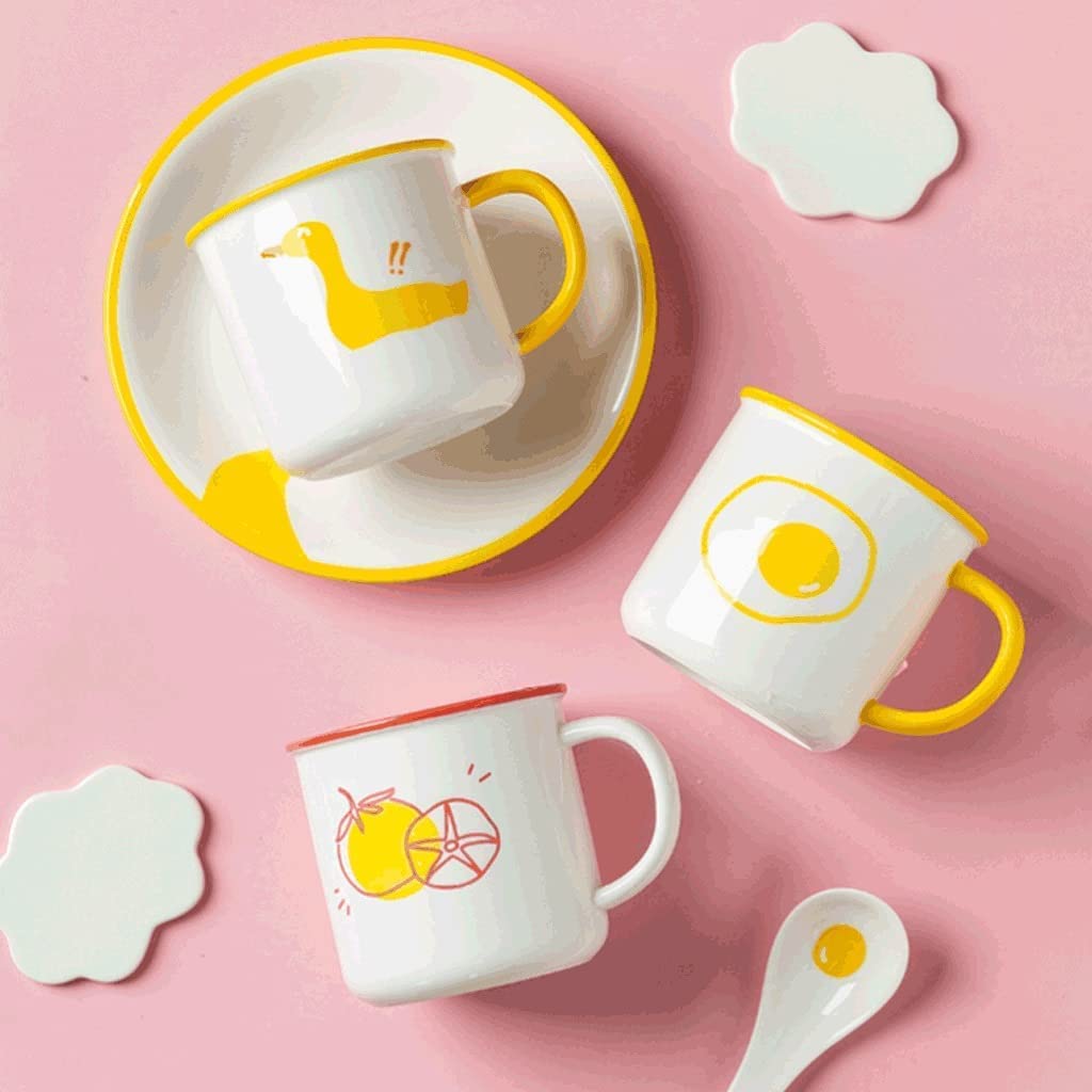 Tazas de Té Tazas Desayuno Linda Taza De Café De Cerámica, Taza De Arte Grande, Taza De Bebida, Regalo Multifuncional Tazas Tazas de Cafe (Color : A, Size : 400ml)