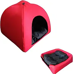 Cama Pet 2x1: Casinha Cabana e Toca Iglu com Almofada Confortável para Cães e Gatos - Versatilidade e Conforto em um Único Produto - G
