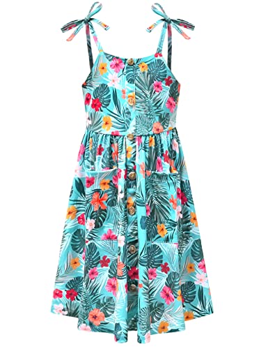 Perfashion Girls Cotton Dresses Sleeveless/Long Sleeve Crew Neck 4-13Y