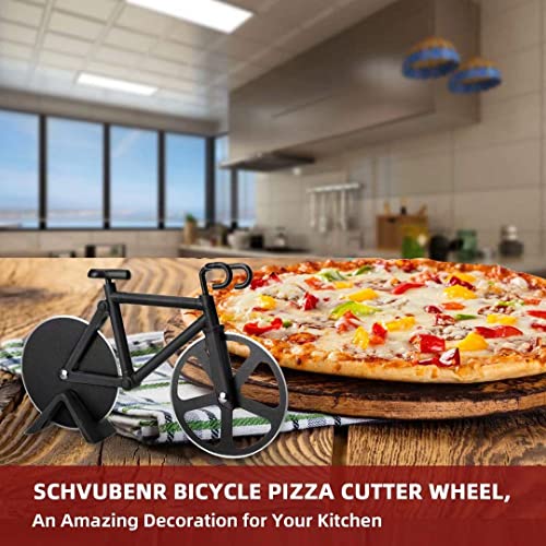 Schvubenr Bicycle Pizza Cutter Wheel - Gifts For Cyclists Men - Housewarming Christmas Gift - Bike Pizza Cutter - Funny Kitchen Gadget - Cool Men’s Gift - Stainless Steel Pizza Slicer(Black) #TOP1