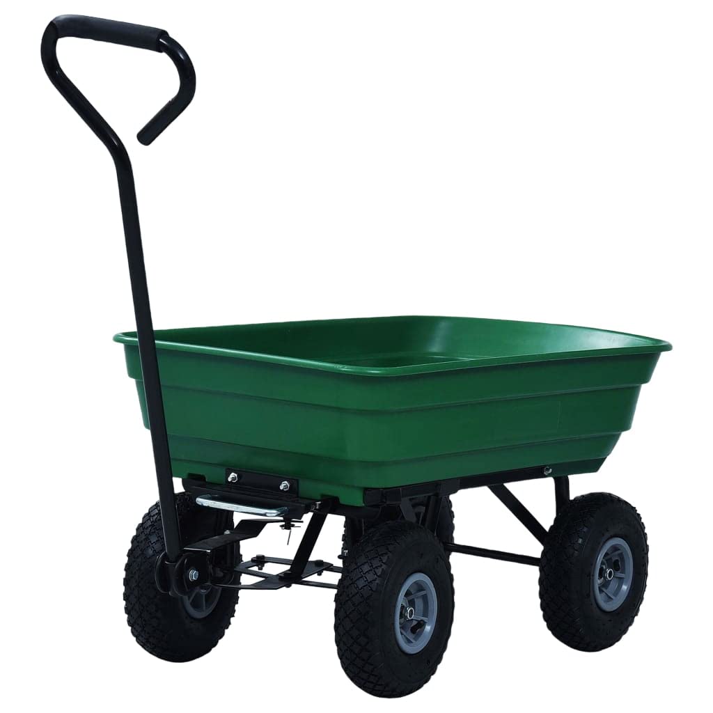 vidaXL Carrito de Mano basculante para jardín 300 kg 75 L Verde