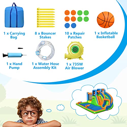 BOUNTECH Inflatable Water Slide, Kids Water Park Jump Castle w/Large Splash Pool, 2 Climbing Walls & Cannons, Water Slides Inflatables for Kids, Backyard Outdoor Water Slide Bounce House with Blower - Image 7