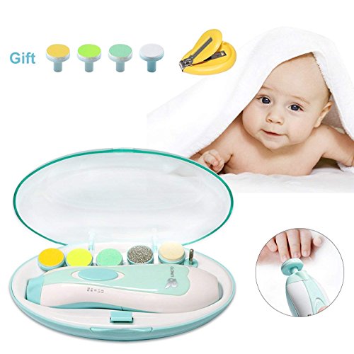 Electric Nail Clippers for Baby Kids Adults Toes Fingernails Baby Nail Trimmer Care Polish Trim with Adjustable Light, Nail Cutters and 10 Grinding Heads (Baby Nail Trimmer)