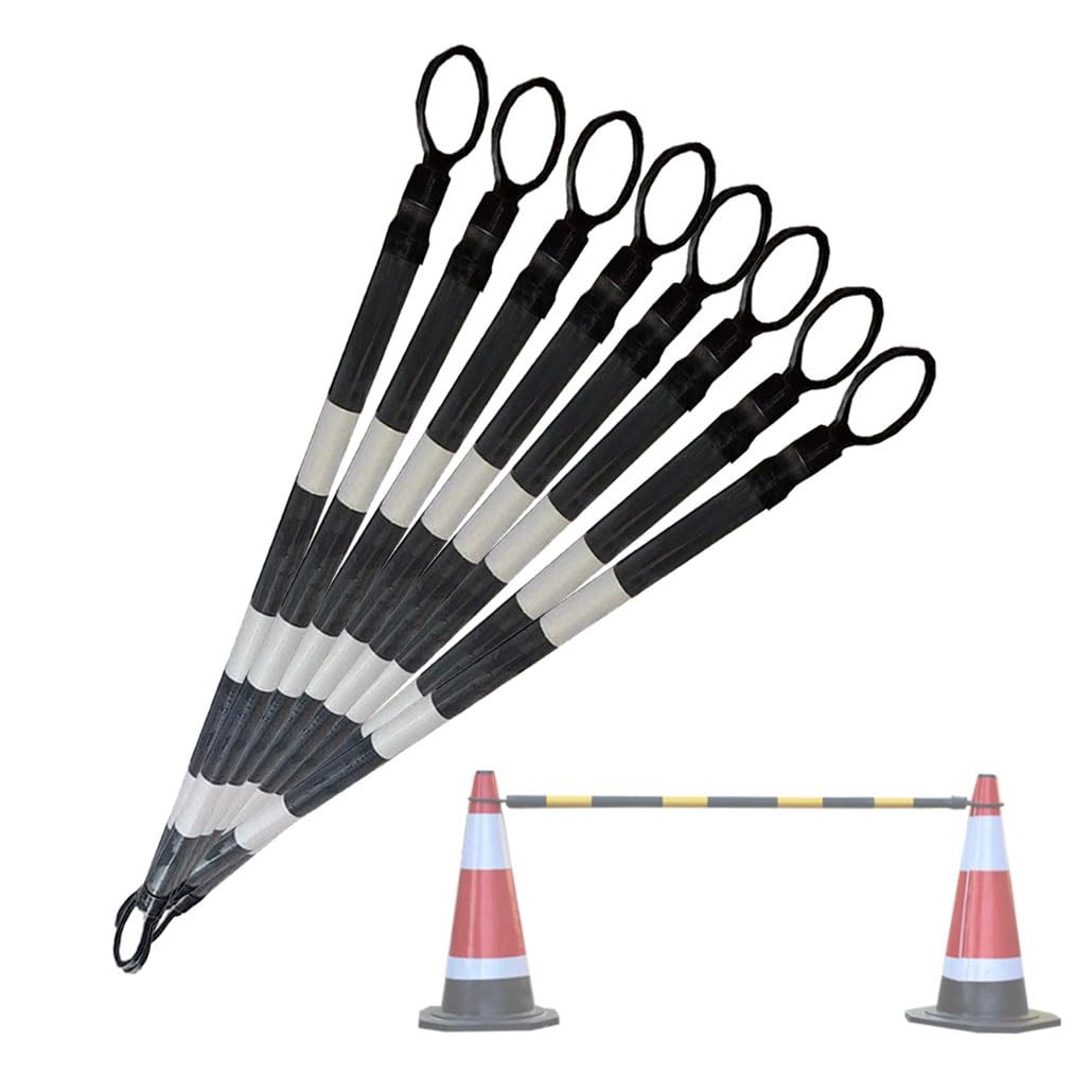 Generico Pali di Sicurezza telescopici, Barriere Riflettenti a Cono per Il Controllo della Folla, Set da 8 Pezzi Multicolore (Bianco e Nero) - visibilità e Durata migliorate