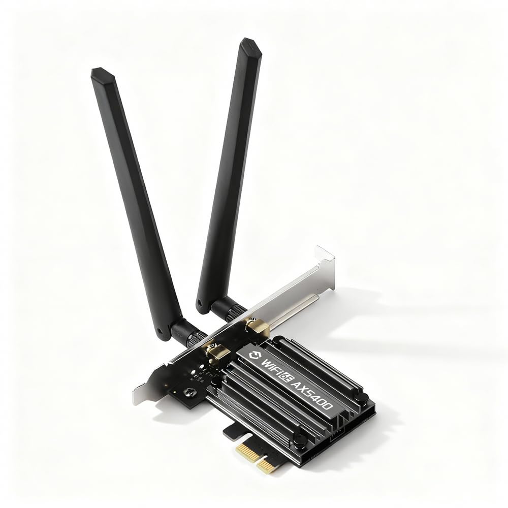 FENVI PCIe WiFi 6E Card for Desktop PC, AX5400 Tri-Band PCIe Wireless Network Adapter with Bluetooth 5.3, MT7922 Chipset, Low-Profile Bracket Compatible with Windows 10/11 64bit