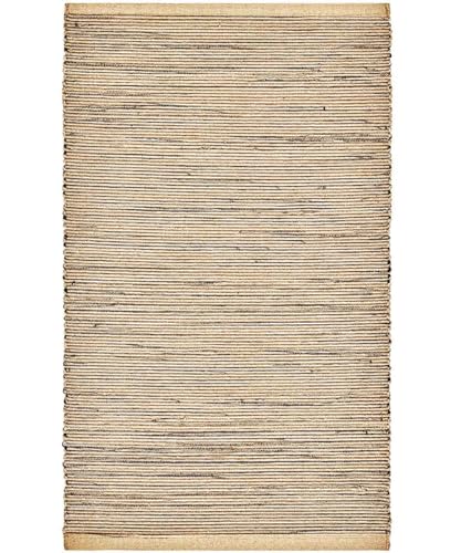 Pierre Tappeti Tappeto NATURAL BEIGE tinta unita stile kilim effetto fibre naturali 100% cotone annodati a mano, tappetino stuoia bagno multiuso lavabile cm.50x80