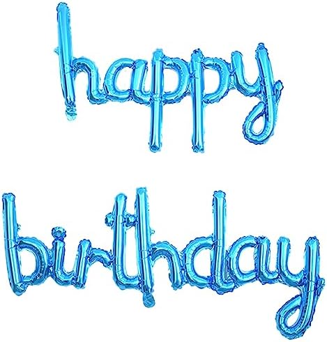 WEIKA Light Blue Happy Birthday Balloon Banner, 16 Inch Aluminum Foil Letter Birthday Sign Banner For Girls Boys Children Adults Birthday Party Decorations Supplies